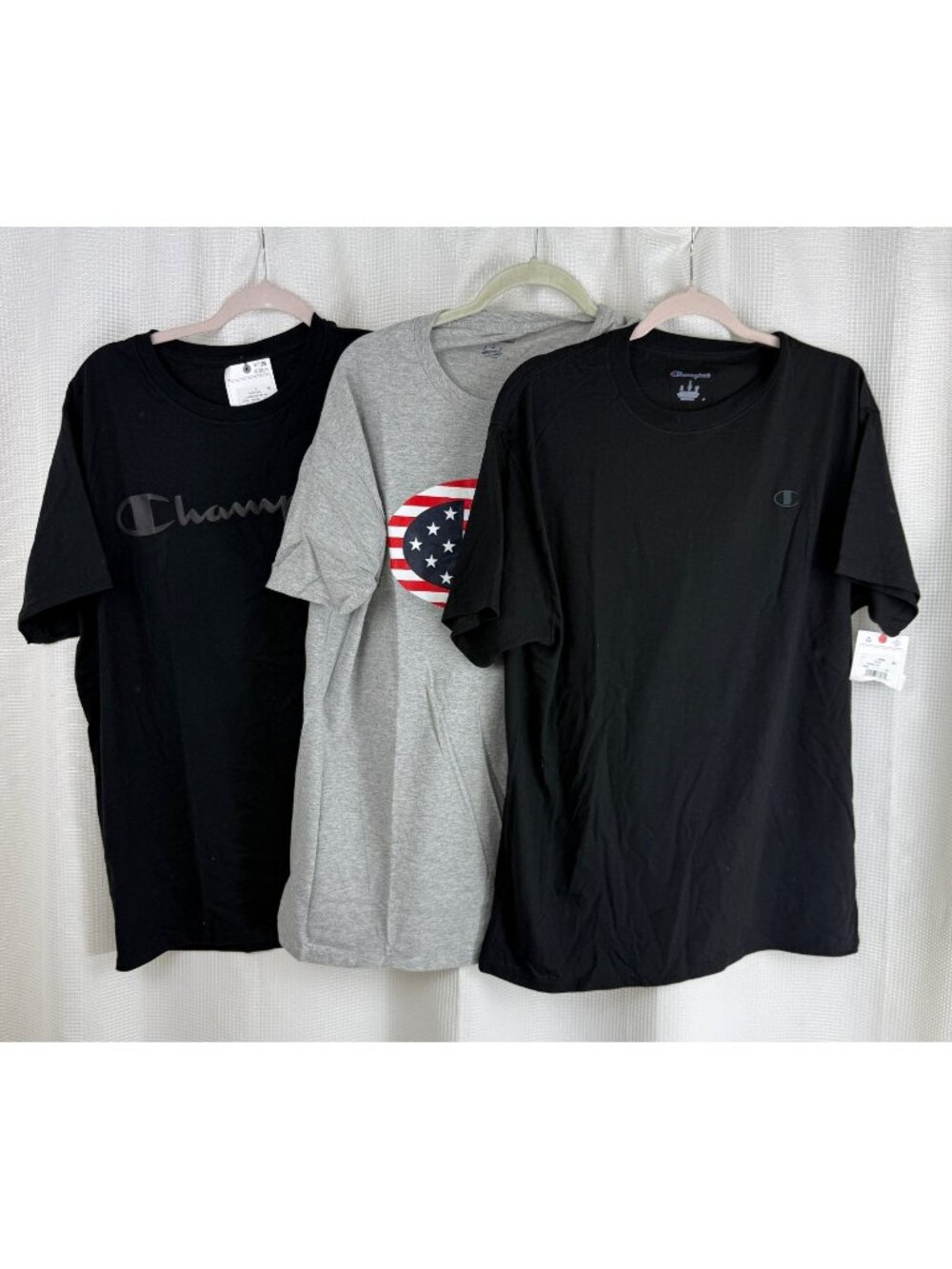 Champion Mens Classic Graphic T Shirts Size Large Black Grey Logo Bundle of 3